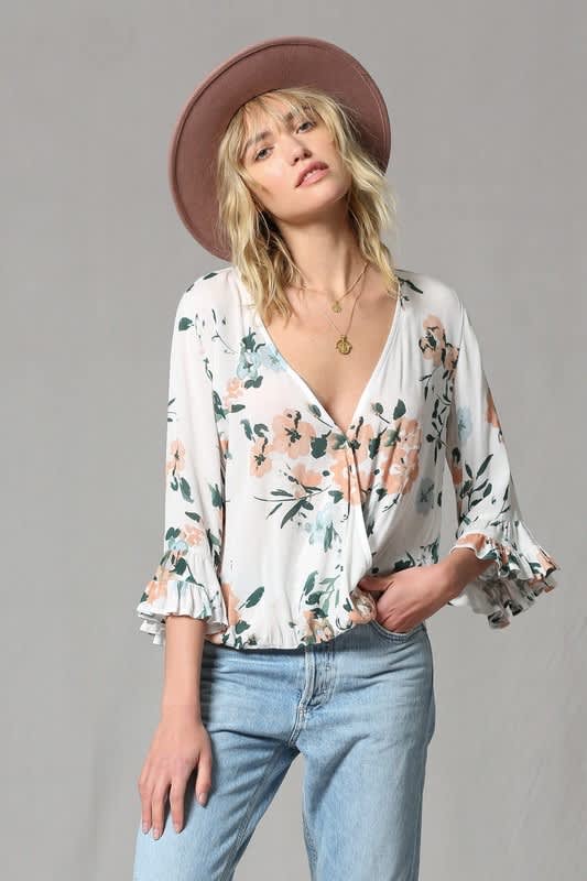 White Floral Top - Jade
